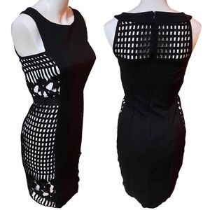 Sandro Ferrone Roma Italia Perforated Black Dress Size 42 It Fits like a 2-4 US